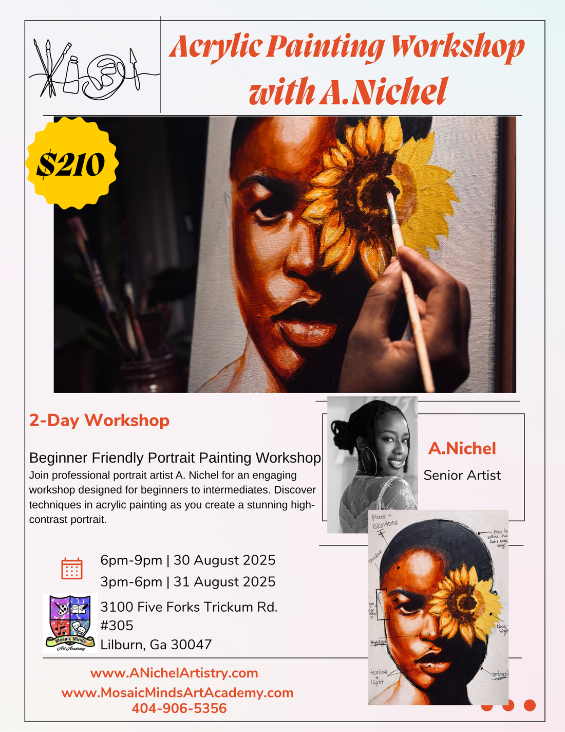 Adult Portrait Painting Class 8/29-8/30